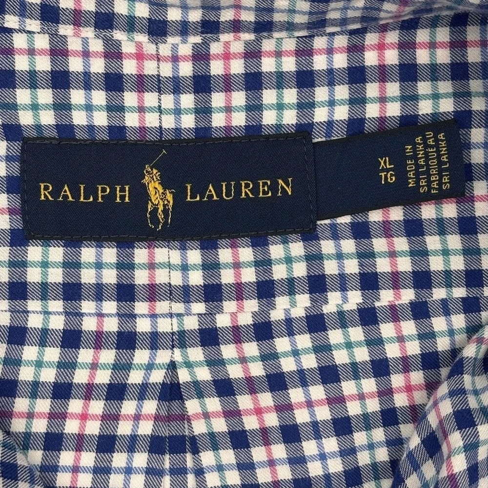 Polo Ralph Lauren Shirt XL Mens Button Down Multi Color Check Pink Pony Cotton